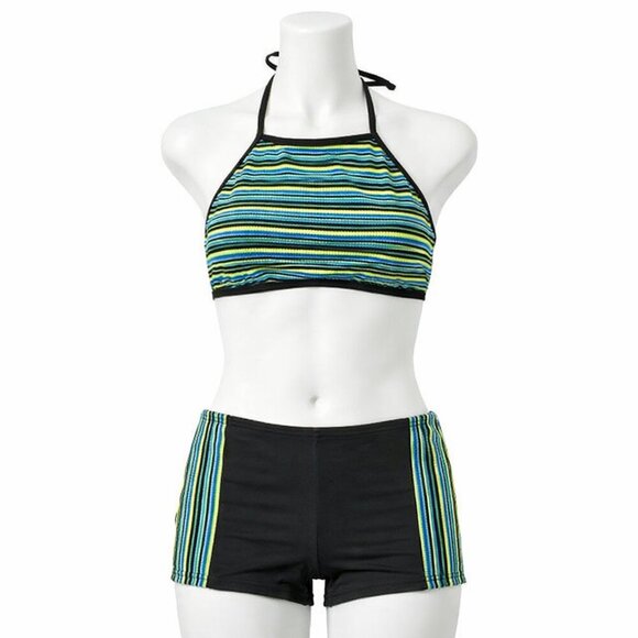 sunset beach Other - Sunset Beach Two Piece Multicolor Swimsuit Set with Striped Design Size Small